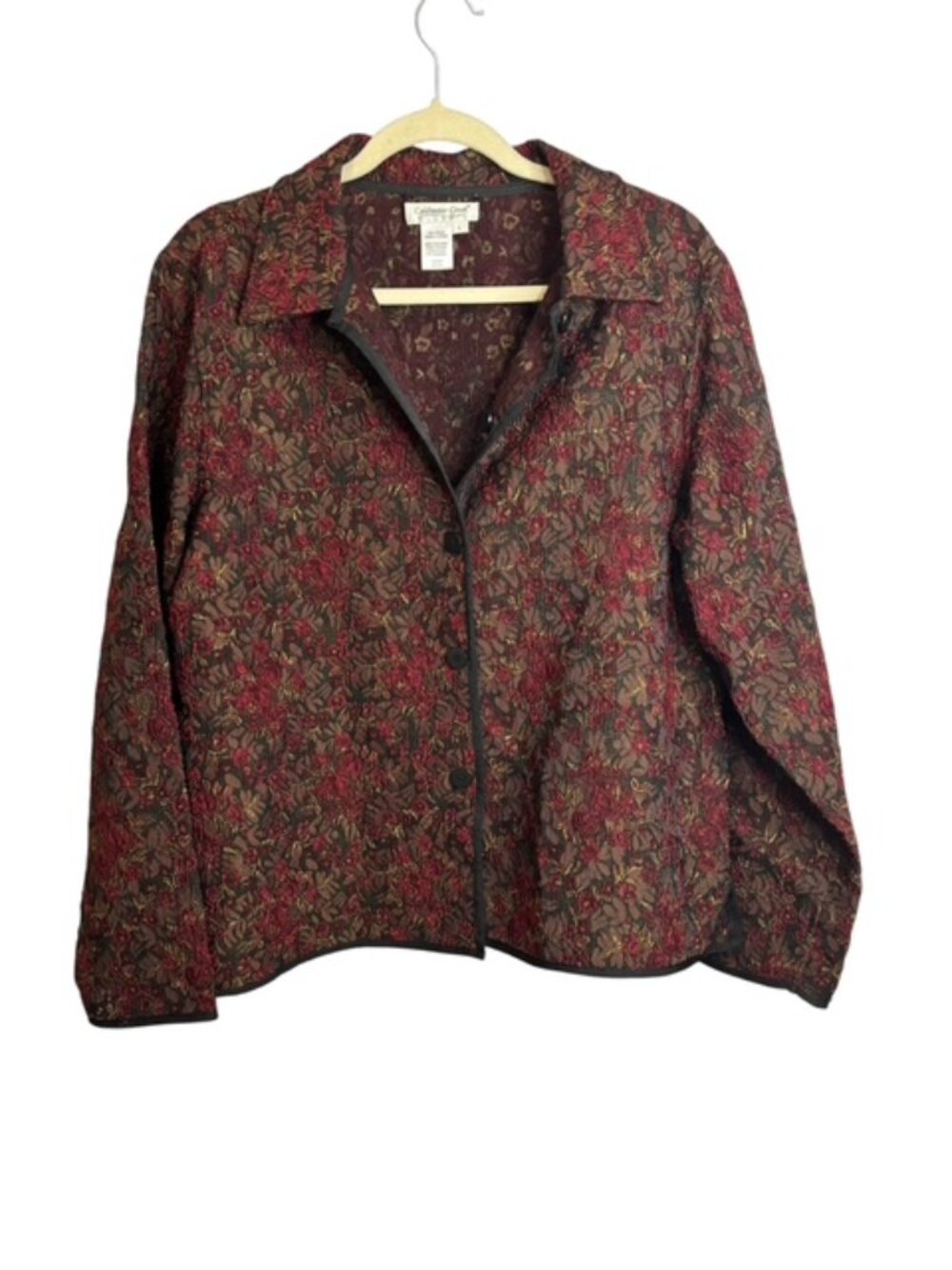 Coldwater Creek Blazer Jacket Women's Large Embroidered Floral Jacquard
